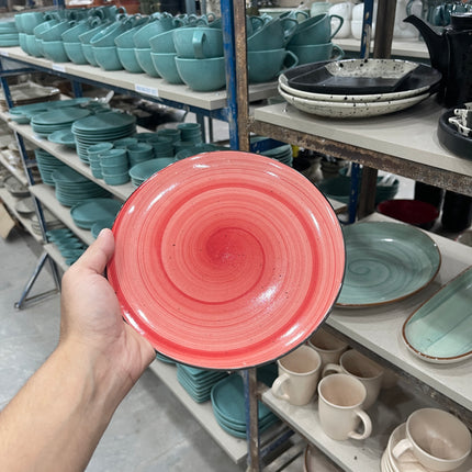 8 inch Rimless Plate ( Red Colorline Black line ) ( Set of 6 ) ( Super Discounted )