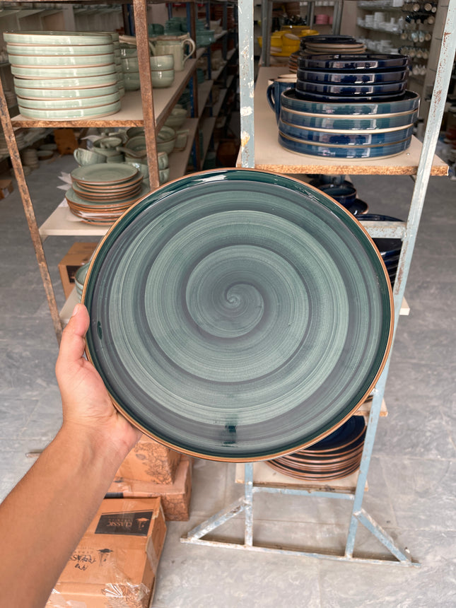 Leftover 12 inch Classic Plate ( peacock green colorline )