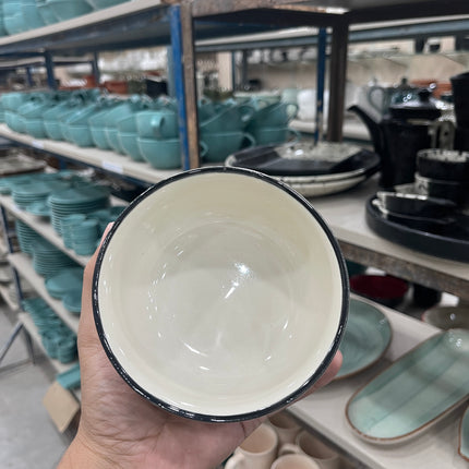 Leftover 5 inch Single Serving Bowl ( Glossy Off-White with Black Hearts )