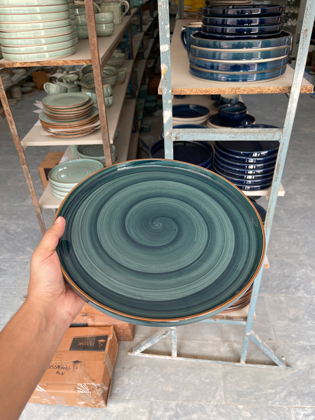 Leftover 12 inch Classic Plate ( peacock green colorline )