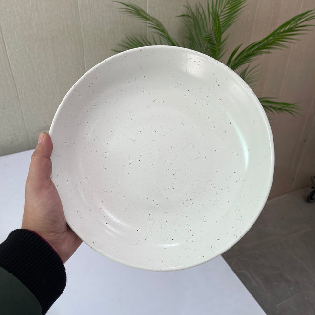 Leftover 10 inch Entree Bowl ( White Matte with Brown Specks )