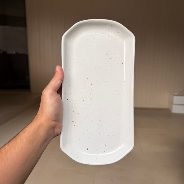leftover 11.5"x6" YM Rectangular Platter ( Snow Cocoa )