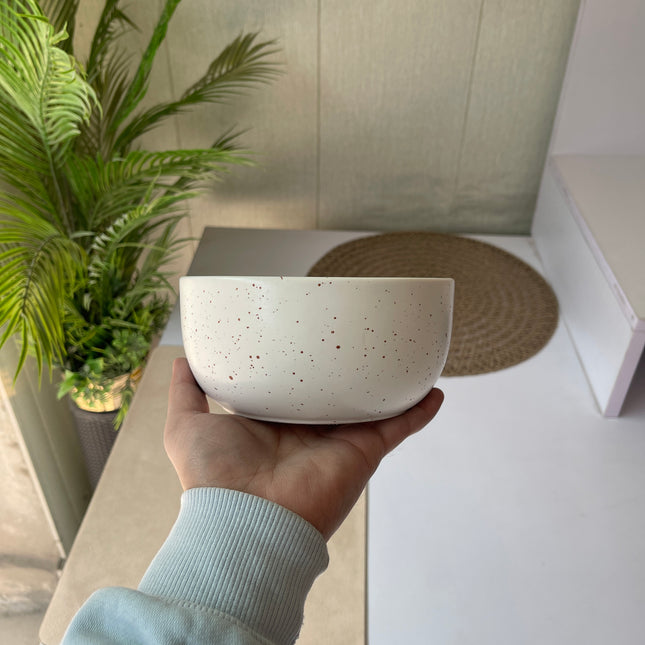Leftover 6 inch Noodle Bowl ( White Matte with Brown Specks )