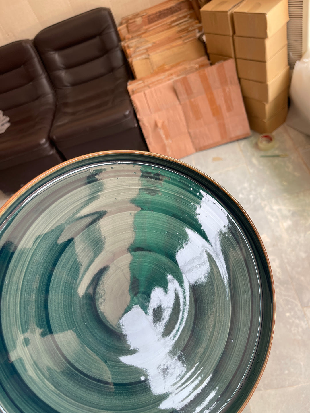 Leftover 12 inch Classic Plate ( peacock green colorline )
