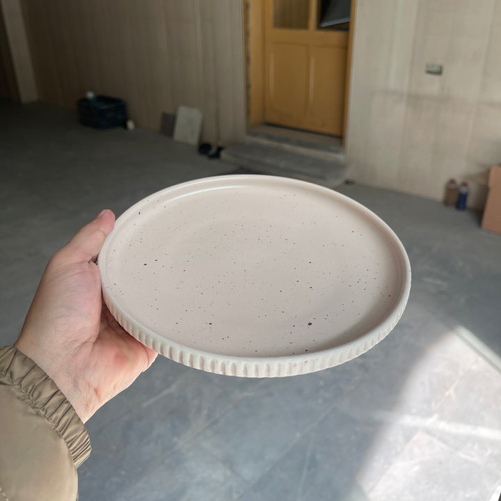 Leftover 8 inch Pebble Edge Plate ( Old Rose Matte )