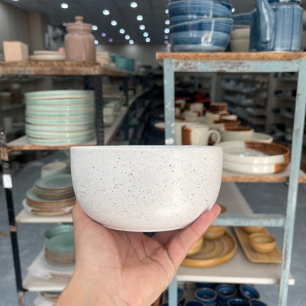 Leftover 6 inch Noodle Bowl ( White Matte with Black Specks )