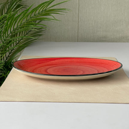 11 inch Rimless Rice Dish ( Red Colorline with Black line )