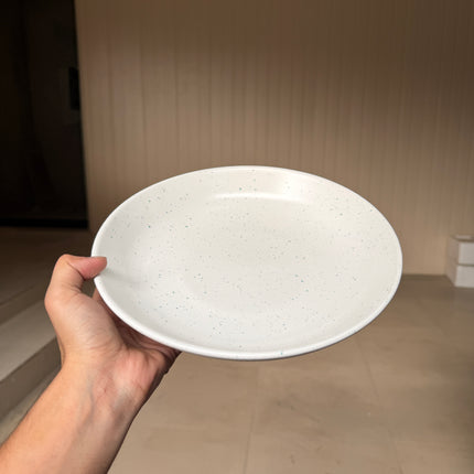 Leftover 10 inch Entree Bowl ( White Matte with Teal Specks )