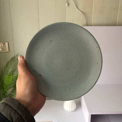 Leftover 8 inch Rimless Plate ( Grey Matte with black specks )