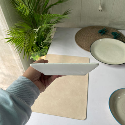 Leftover 11.5"x6" Rectangular Platter ( White Matte with Black Specks )