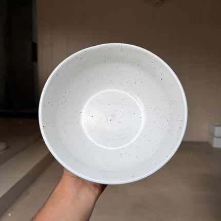 Leftover 7 inch Ripple Bowl ( White Matte with Brown Specks )