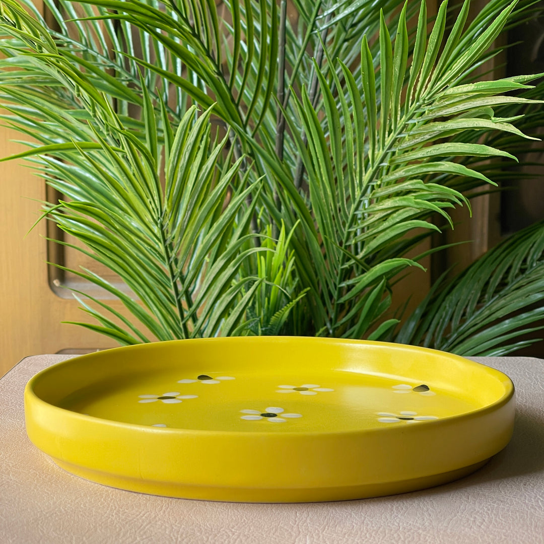 8 inch Classic Plate ( Yellow Matte Floral )