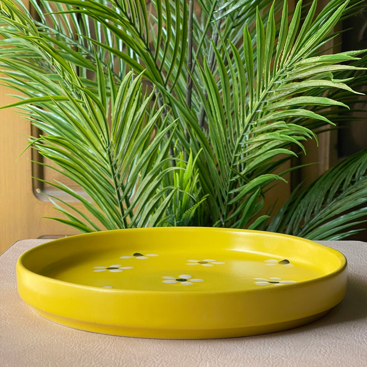 8 inch Classic Plate ( Yellow Matte Floral )