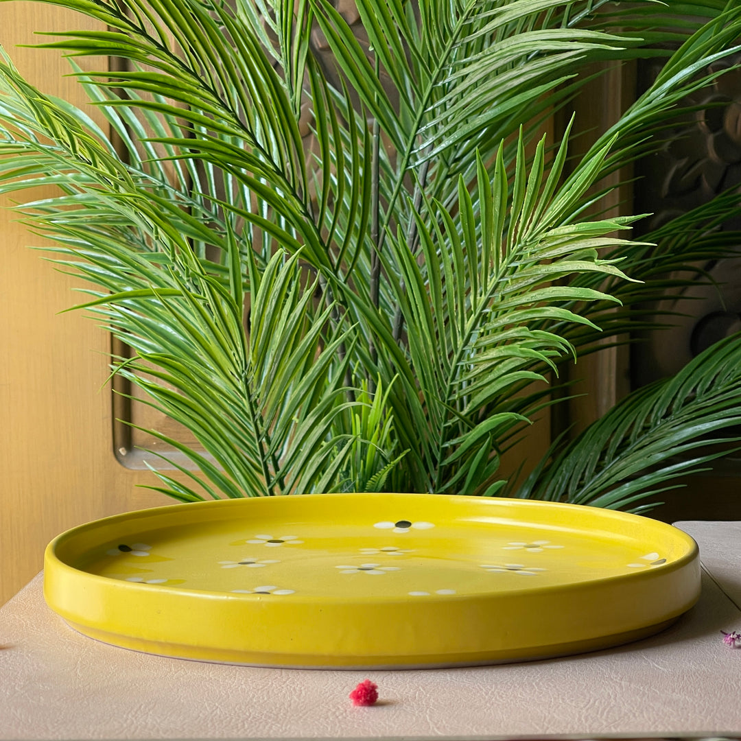 10 inch Classic Plate ( Yellow Matte Floral )