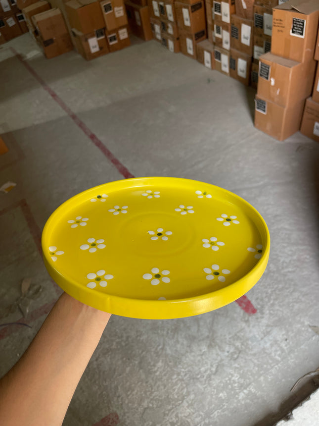 Leftover 10 inch Classic Plate ( Yellow Matte Floral )