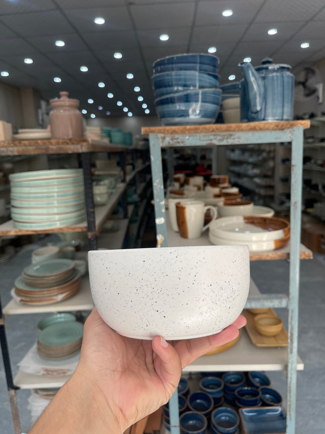 Leftover 6 inch Noodle Bowl ( White Matte with Black Specks )