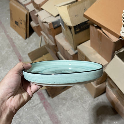 Leftover 8 inch Classic Plate ( Teal Colorline with Black line )