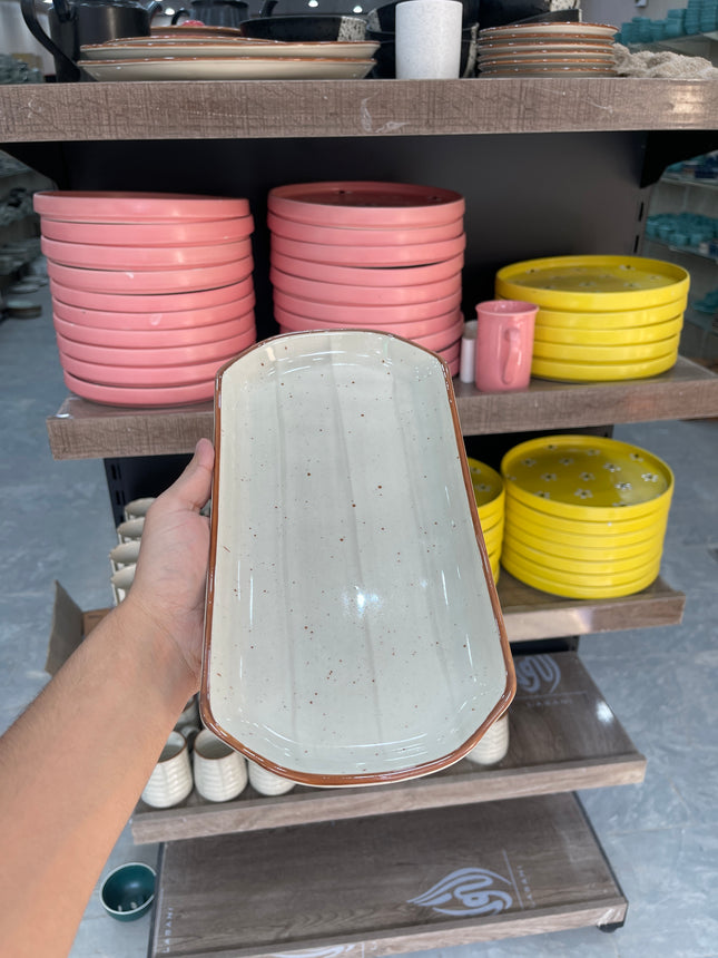 leftover 11.5"x6" YM Rectangular Platter ( Grey Colorline )