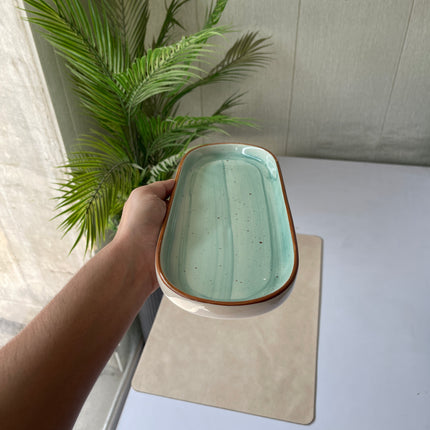 Leftover NV Oval Small Platter 12"x4.8" ( Teal Colorline )