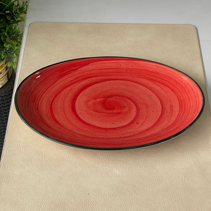 11 inch Rimless Rice Dish ( Red Colorline with Black line )