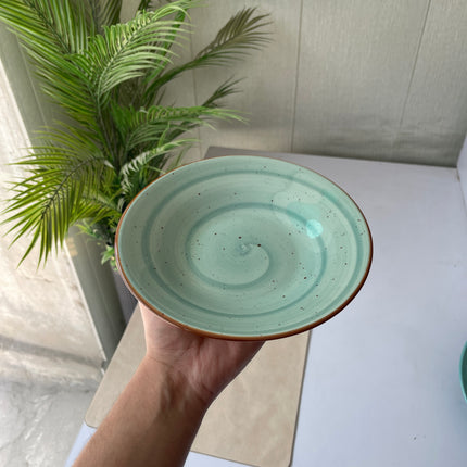 Leftover 8 inch Deep Gravy Plate ( Teal Colorline )