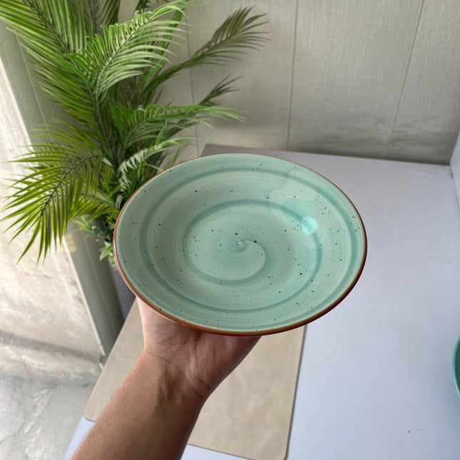 Leftover 8 inch Deep Gravy Plate ( Teal Colorline )
