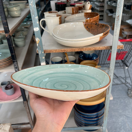 Leftover 11" x 9" Triangular Platter ( Teal Colorline )