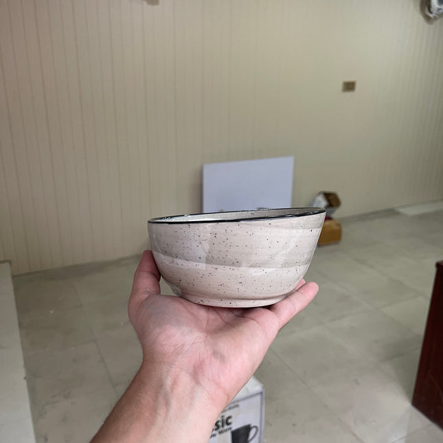 Leftover 5.5 inch Curved Cut Bowl ( Ash with black rim and black specks )