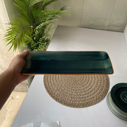 Leftover 12"x4.5" Rectangular Platter ( Peacock Green Colorline )