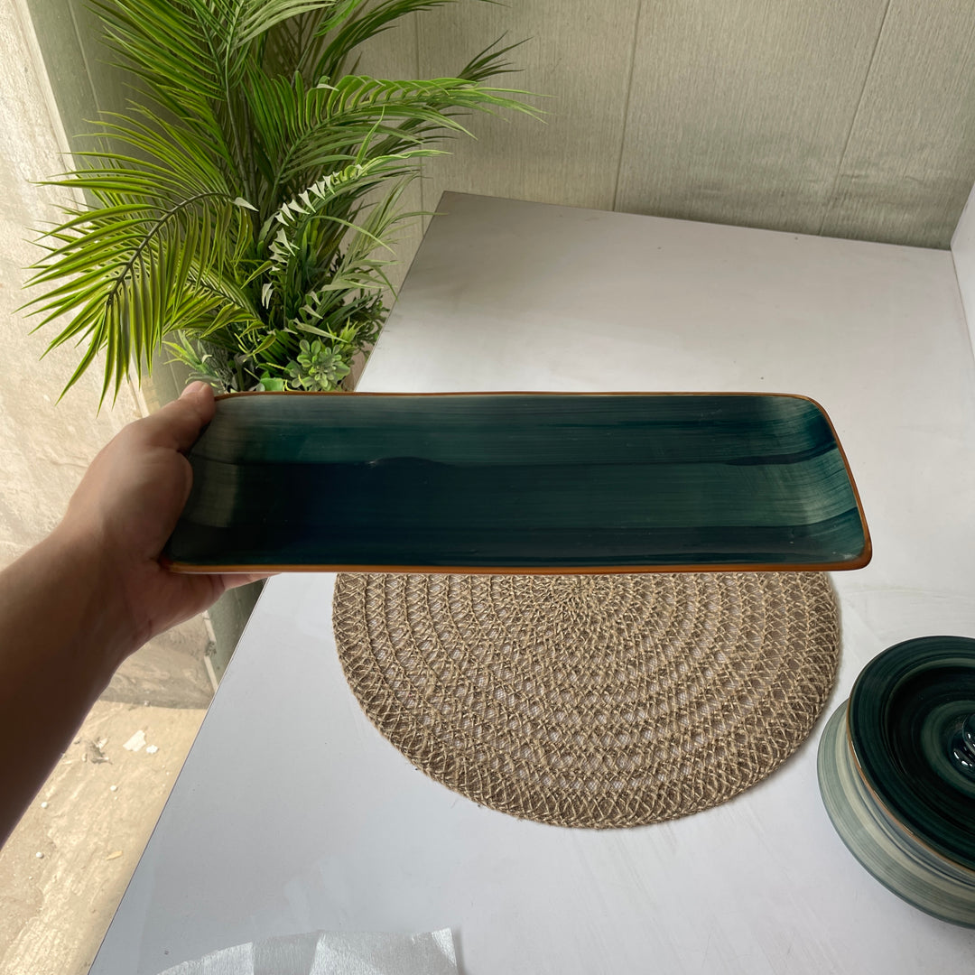 Leftover 12"x4.5" Rectangular Platter ( Peacock Green Colorline )