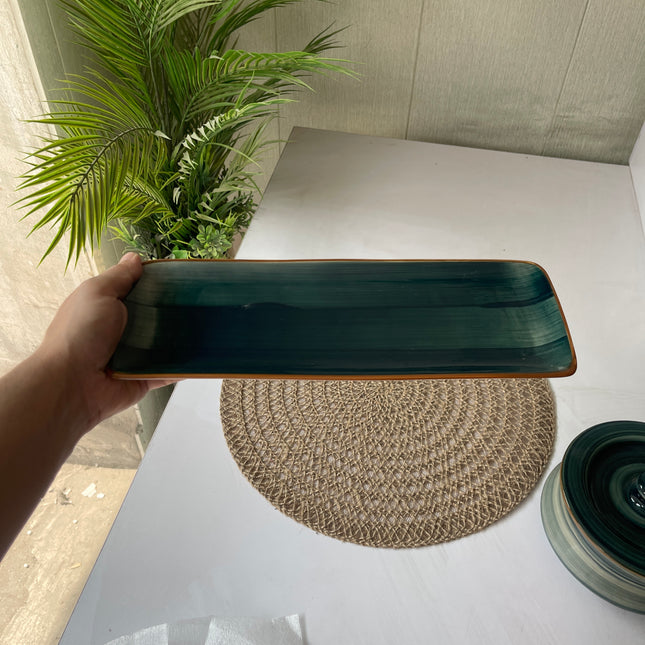 Leftover 12"x4.5" Rectangular Platter ( Peacock Green Colorline )
