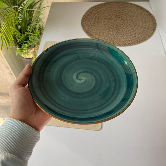Leftover 8.5 inch Rimless Plate ( Peacock Green Colorline )