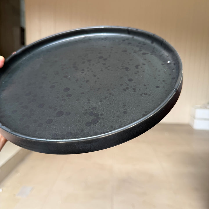 Leftover 10 inch Classic Plate ( Dull Black Matte with Glossy Black Specks )