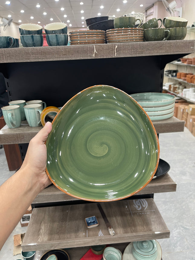 Leftover 11"x9" Triangular Platter ( Dark Green Colorline )