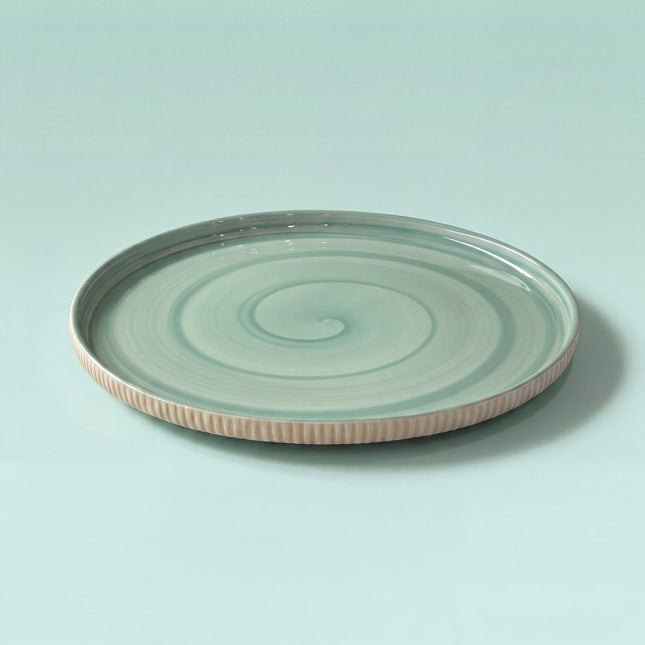 10 inch Pebble Edge Plate ( Teal Colorline NO Specks )