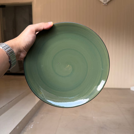 Leftover 10 inch Rimless Plate ( Dark Green Colorline with black rim )