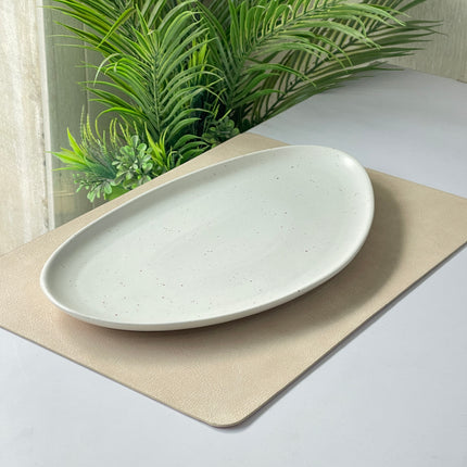 15"x 8.5" Leaf Platter ( White Matte with brown specks )