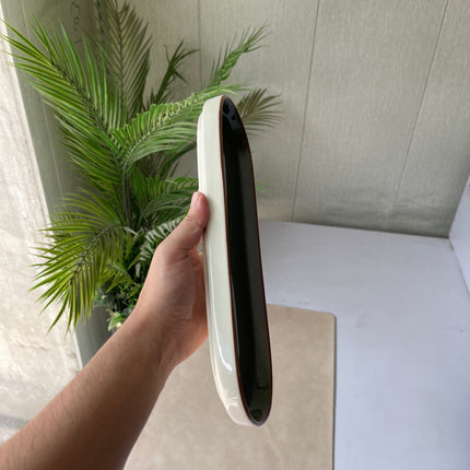 Leftover NV Oval Small Platter 12"x4.8" ( Dark Green Colorline )