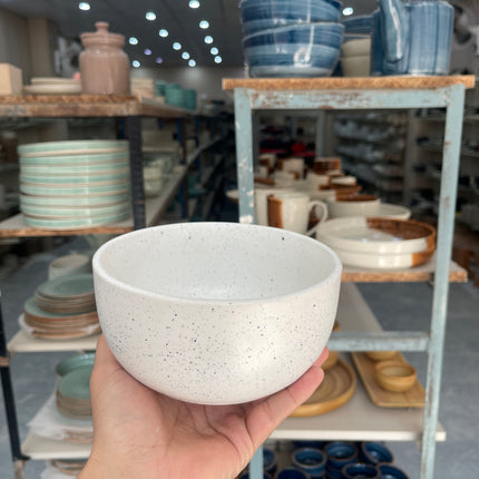 Leftover 6 inch Noodle Bowl ( White Matte with Black Specks )