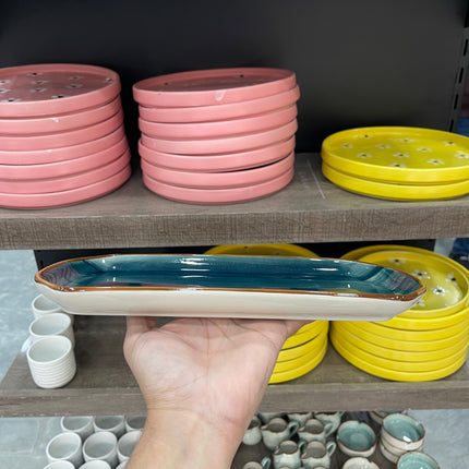 leftover 11.5"x6" YM Rectangular Platter ( Peacock Green Colorline )