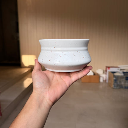 Leftover 5.5 inch Handi ( White Matte with brown specks ) ( 700ml )
