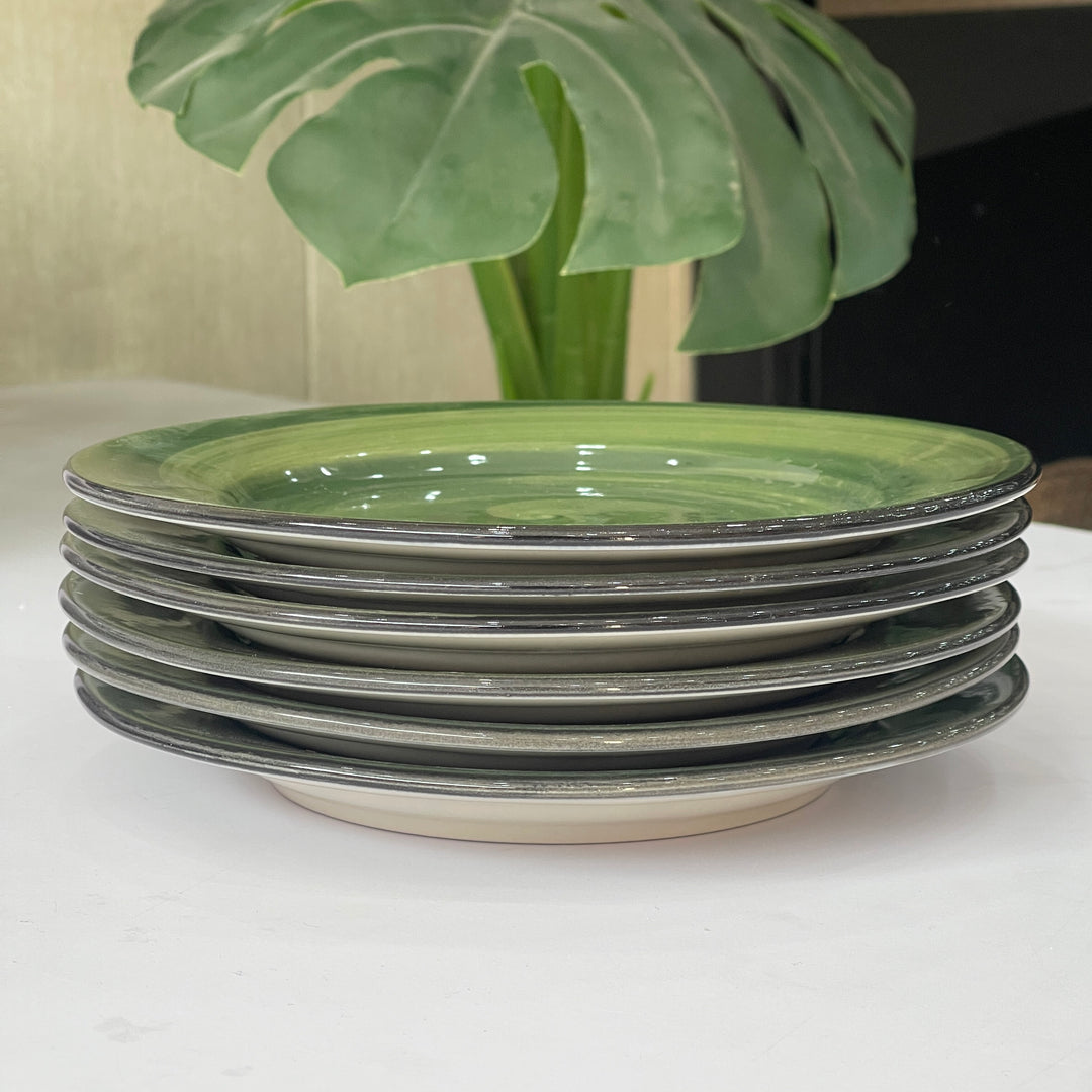 Leftover 8 inch Flat Plate (  Dark Green ) ( Set of 6 ) ( Super Discounted )