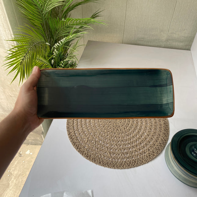 Leftover 12"x4.5" Rectangular Platter ( Peacock Green Colorline )