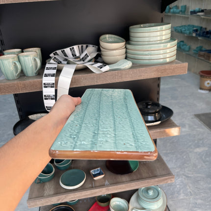 Leftover 15.5" x 6" Flat Rectangular Slab ( Teal Colorline )