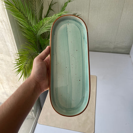 Leftover NV Oval Small Platter 12"x4.8" ( Teal Colorline )