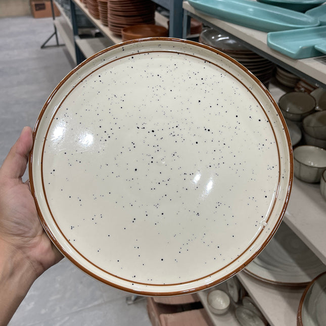 Leftover 10 inch Classic Plate ( Glossy Off-White with Brown Lines )
