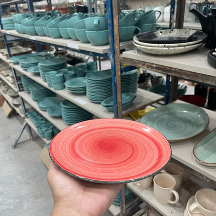 8 inch Rimless Plate ( Red Colorline Black line ) ( Set of 6 ) ( Super Discounted )