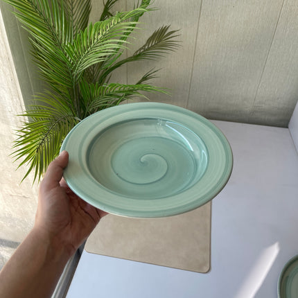 Leftover 10 inch Deep plate ( Teal Colorline with Teal Rim )