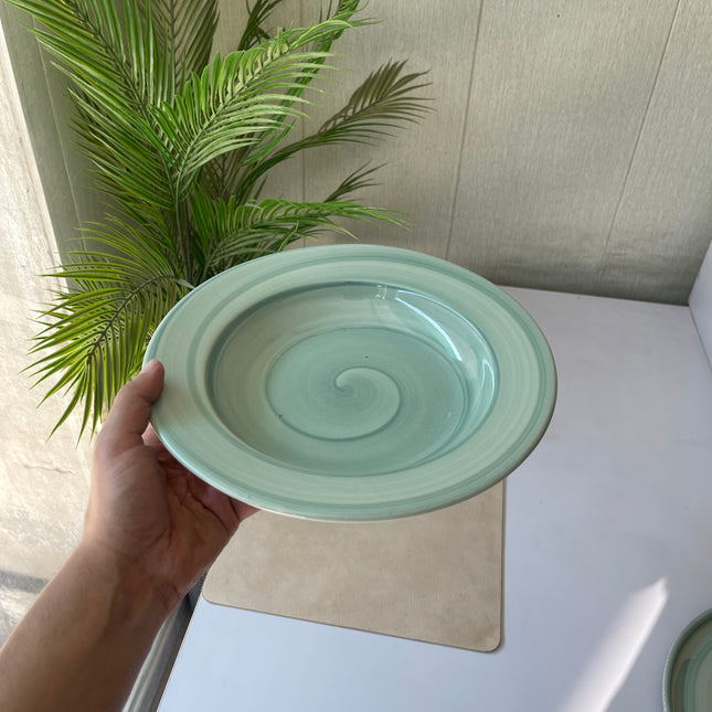 Leftover 10 inch Deep plate ( Teal Colorline with Teal Rim )