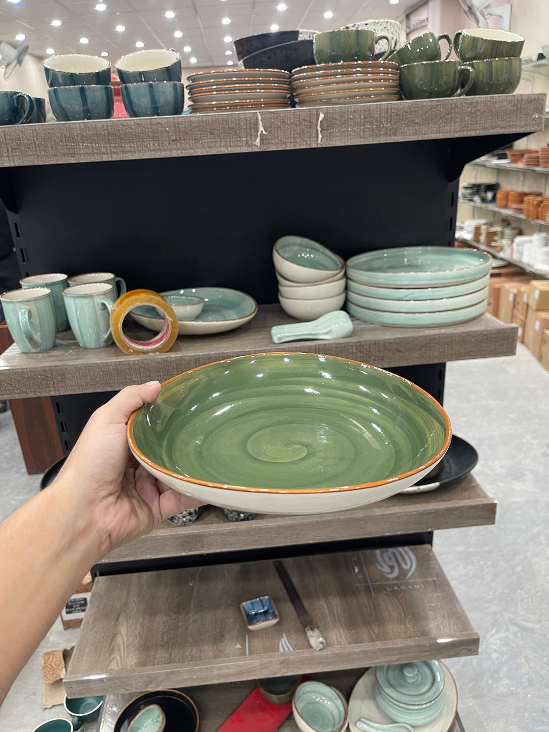 Leftover 11"x9" Triangular Platter ( Dark Green Colorline )